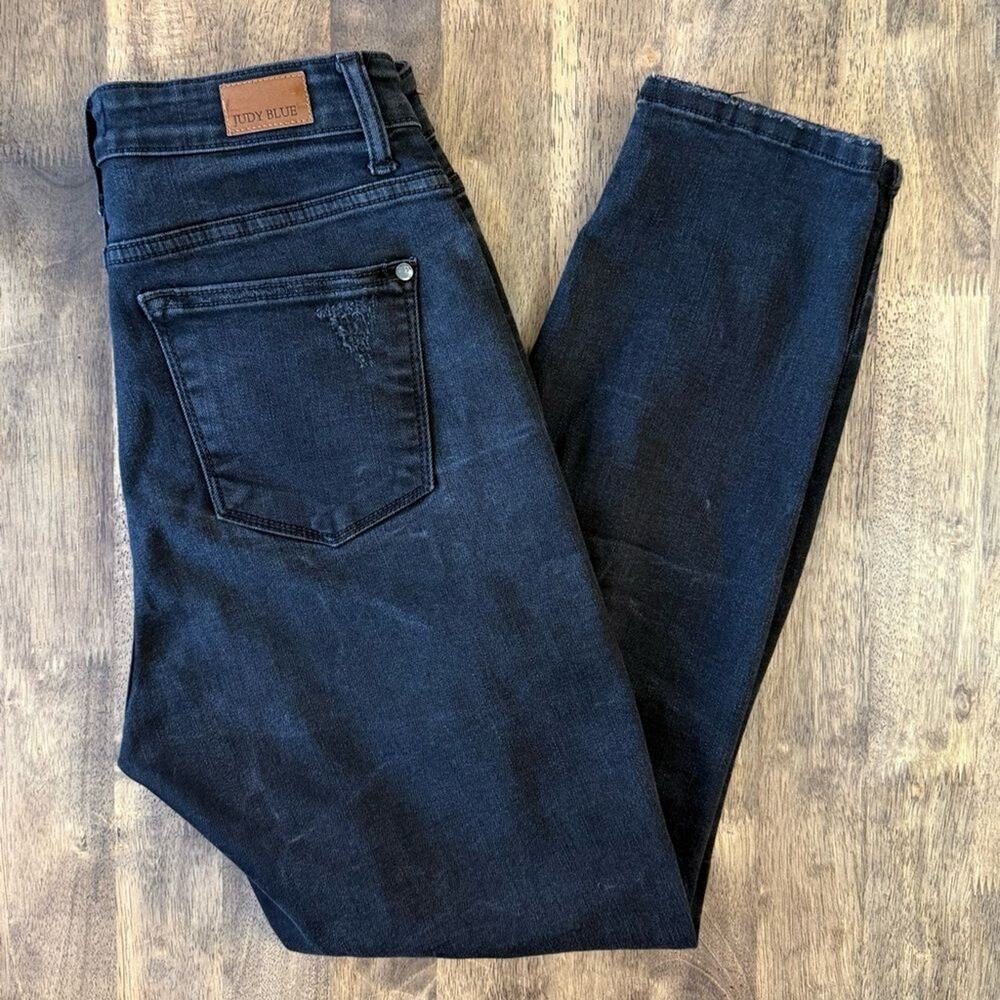 Judy Blue Jeans Distressed Boyfriend Fit Denim Los Angeles Black Women's Sz 5/27 - Picture 8 of 8